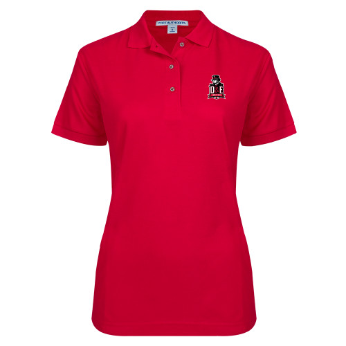  Womens Silk Touch Red Pique Polo - DE Senators