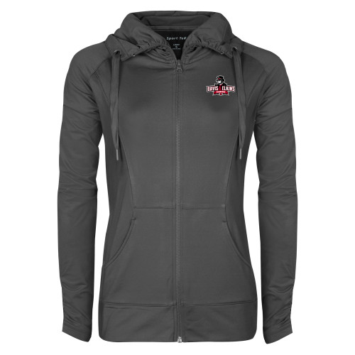  Womens Charcoal Sport Wick Stretch Full Zip Jacket - Primary Mark