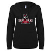 Thumbnail image for  ENZA Womens Black V Notch Raw Edge Fleece Hoodie