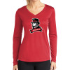 Thumbnail image for  Womens Red Performance Long Sleeve V Neck Shirt