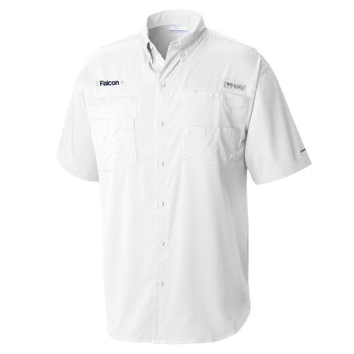  Columbia White Tamiami Performance Short Sleeve Shirt - Falcon