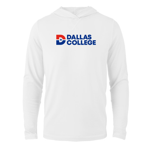  White Long Sleeve Hooded Tee - Primary Mark