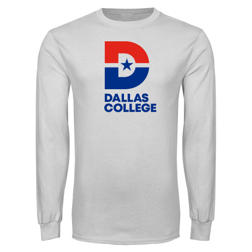  White Long Sleeve T Shirt - Vertical Logo