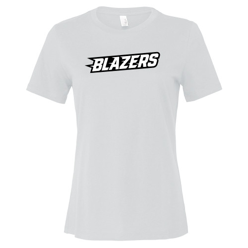  Bella + Canvas Womens White Relaxed Cotton T Shirt - Blazers Wordmark