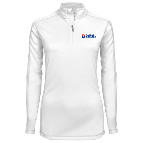  Syntrel Womens White Interlock 1/4 Zip - Primary Mark