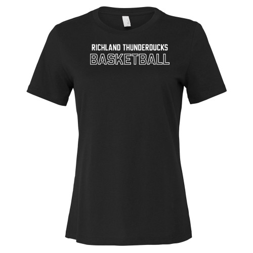  Bella + Canvas Womens Black Relaxed Cotton T Shirt - Richland Thunderducks Basketball