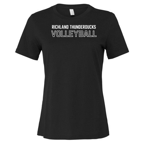  Bella + Canvas Womens Black Relaxed Cotton T Shirt - Richland Thunderducks Volleyball
