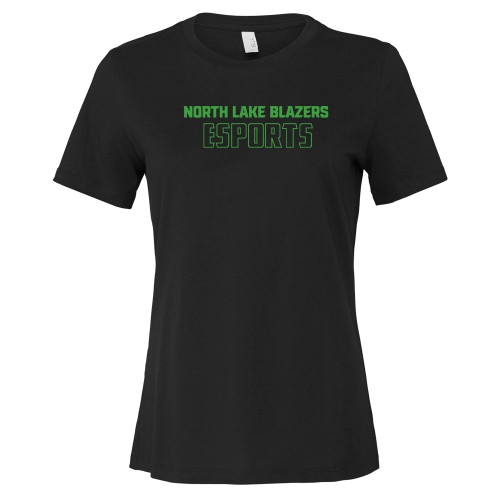  Bella + Canvas Womens Black Relaxed Cotton T Shirt - North Lake Blazers Esports