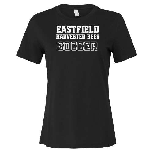  Bella + Canvas Womens Black Relaxed Cotton T Shirt - Eastfield Harvester Bees Soccer