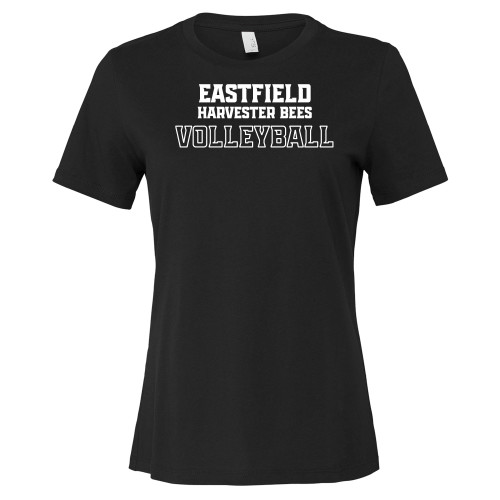  Bella + Canvas Womens Black Relaxed Cotton T Shirt - Eastfield Harvester Bees Volleyball