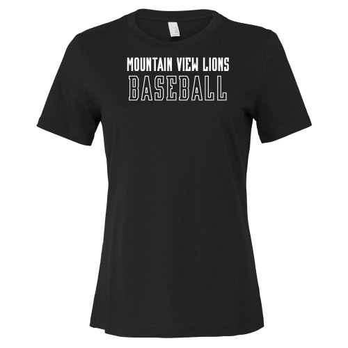  Bella + Canvas Womens Black Relaxed Cotton T Shirt - Moutain View Lions Baseball