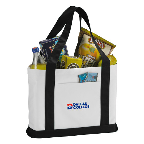  Contender White/Black Canvas Tote - Primary Mark