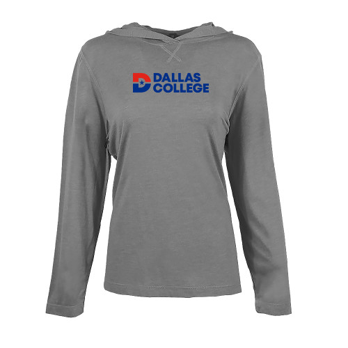  Womens Grey Heather Long Sleeve Hooded Tee - Primary Mark
