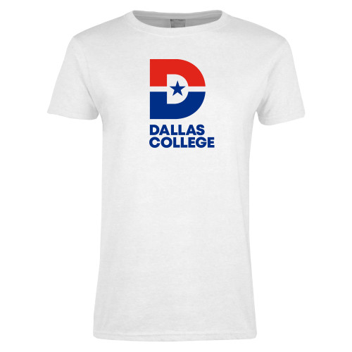  Womens White Short Sleeve Tee - Vertical Logo