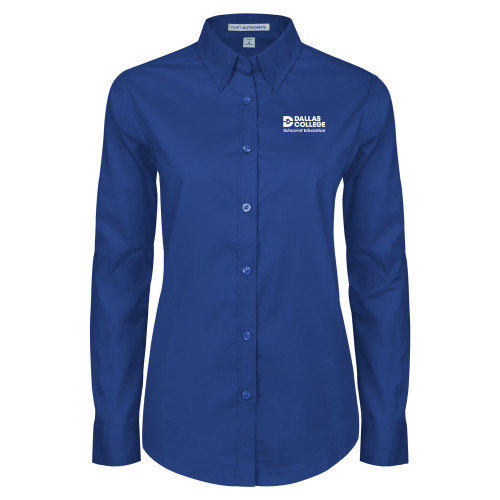  Womens Royal Twill Button Down Long Sleeve  - Dallas College School of Education