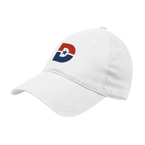  White Unstructured Adjustable Low Profile Hat - D Mark