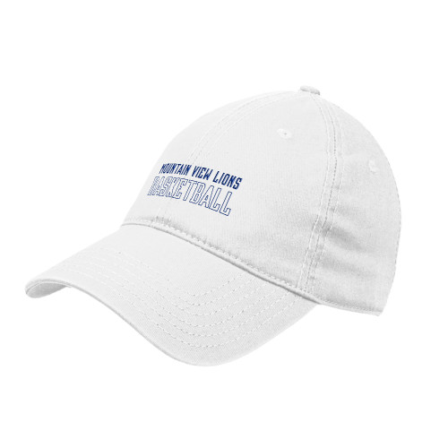  White Unstructured Adjustable Low Profile Hat - Moutain View Lions Basketball