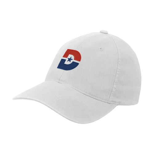  White Flexfit Structured Low Profile Hat - D Mark