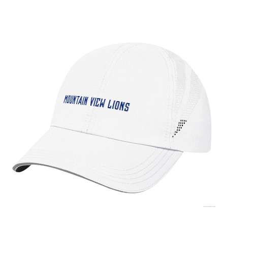  Womens White Performance Cap - Mountain View Lions Flat Text