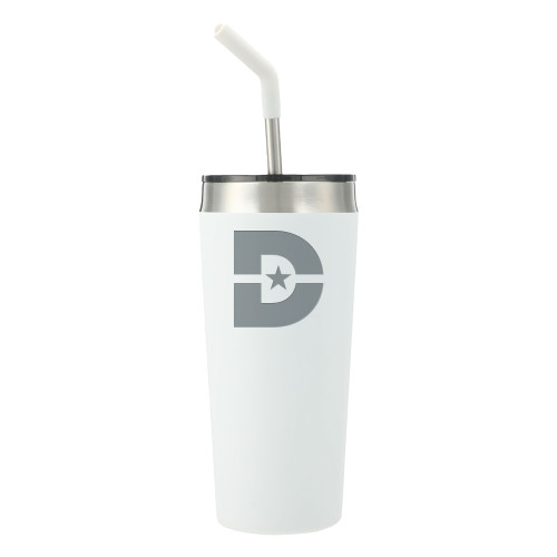  Faye White Vacuum Tumbler w/ Stainless Steel Straw 20 oz - D Mark Engraved