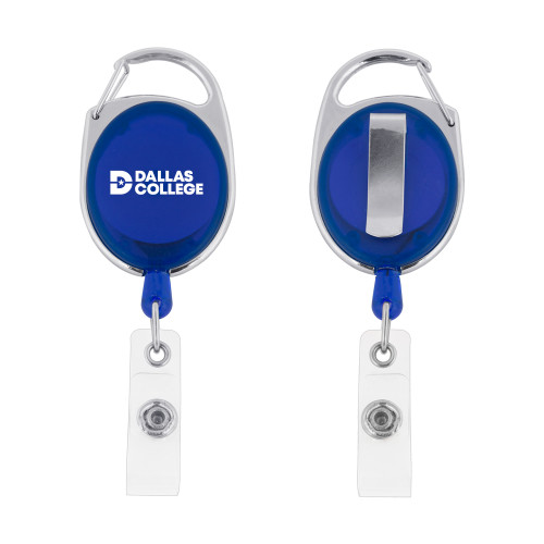 Blue Oval Retractable Badge Holder w/Clip - Primary Mark
