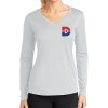 Thumbnail image for  Womens White Performance Long Sleeve V Neck Shirt