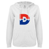 Thumbnail image for  ENZA Womens White V Notch Raw Edge Fleece Hoodie