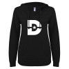 Thumbnail image for  ENZA Womens Black V Notch Raw Edge Fleece Hoodie