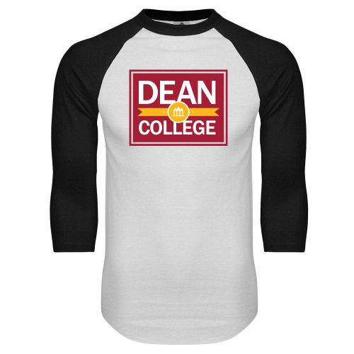  White/Black Raglan Baseball T Shirt - Patch Logo