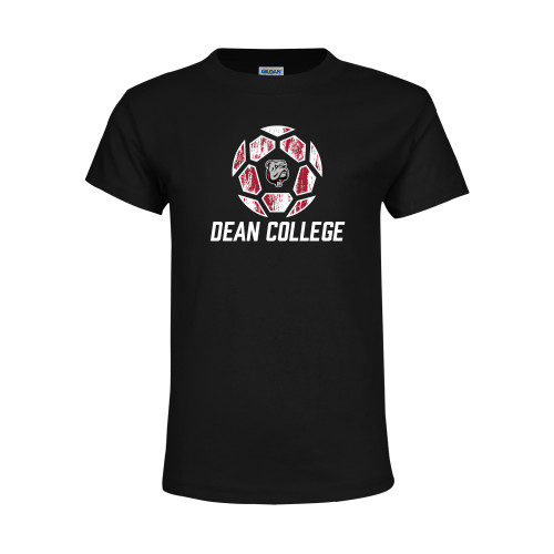  Youth Black T Shirt - Distressed Soccer Design