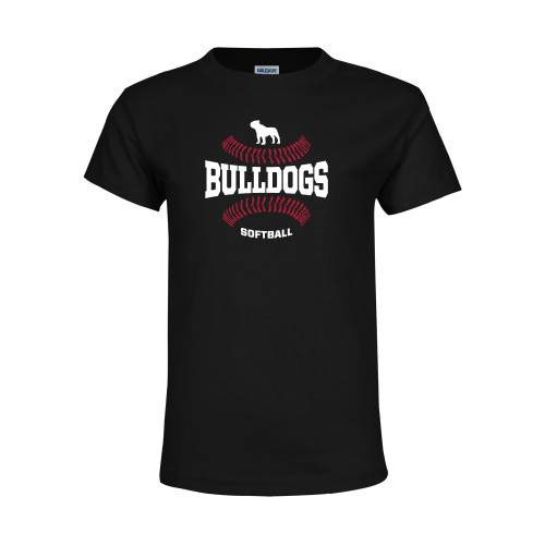  Youth Black T Shirt - Softball Seams Design