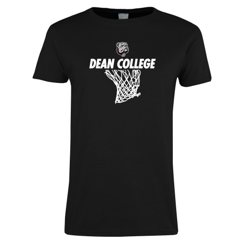  Womens Black Short Sleeve Tee - Basketball Net Design