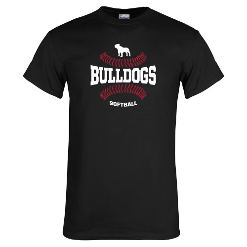  Black T Shirt - Softball Seams Design