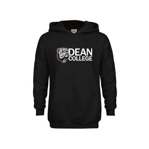  Youth Black Fleece Hoodie - Dean College w/ Bulldog Head