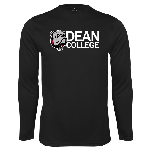  Black Performance Long Sleeve Shirt - Dean College w/ Bulldog Head