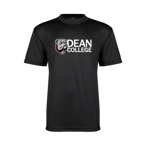  Youth Performance Black Tee - Dean College w/ Bulldog Head