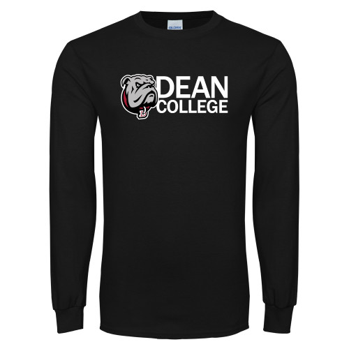  Black Long Sleeve T Shirt - Dean College w/ Bulldog Head