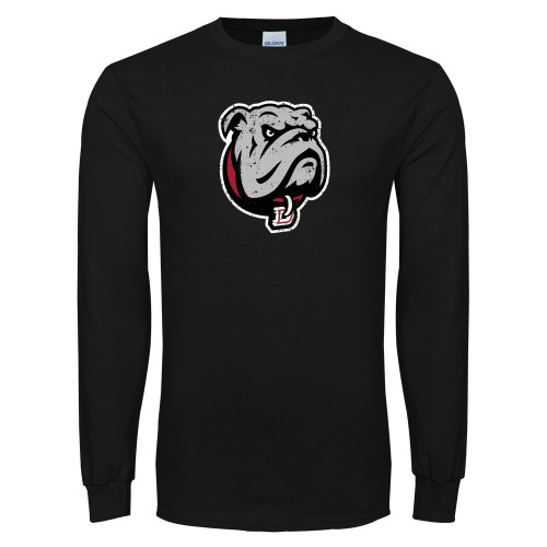  Black Long Sleeve T Shirt - Bulldog Head Distressed