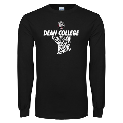  Black Long Sleeve T Shirt - Basketball Net Design