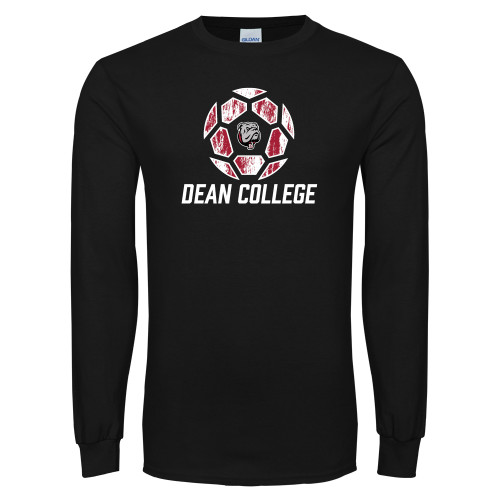 Black Long Sleeve T Shirt - Distressed Soccer Design