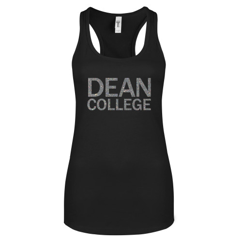  Next Level Womens Black Racerback Tank  - Primary Mark Silver Soft Glitter
