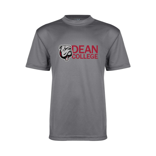  Youth Performance Grey Concrete Tee - Dean College w/ Bulldog Head