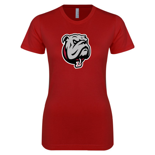  Next Level Womens Cardinal Boyfriend Tee - Bulldog Head