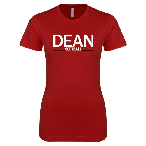  Next Level Womens Cardinal Boyfriend Tee - Softball