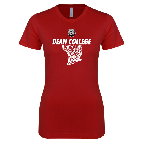 Next Level Womens Cardinal Boyfriend Tee - Basketball Net Design