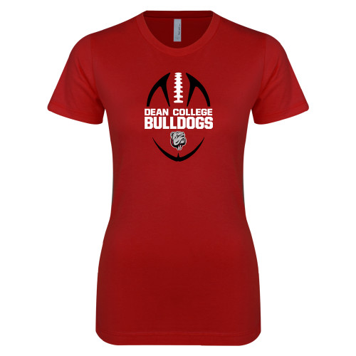  Next Level Womens Cardinal Boyfriend Tee - Football Ball Design