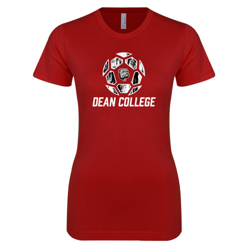  Next Level Womens Cardinal Boyfriend Tee - Distressed Soccer Design