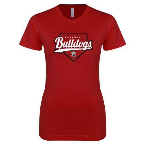  Next Level Womens Cardinal Boyfriend Tee - Baseball Plate Design