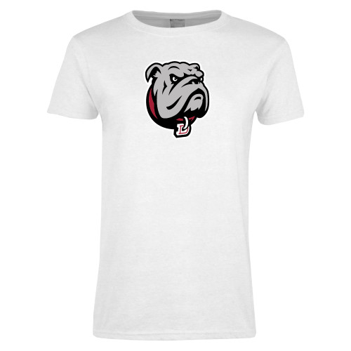  Womens White Short Sleeve Tee - Bulldog Head