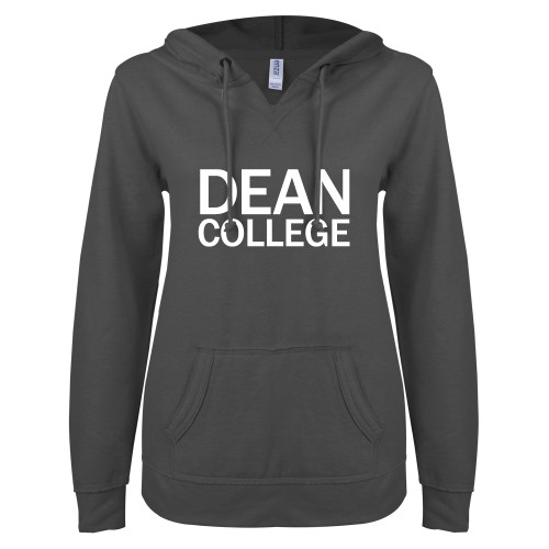 Main Image for  ENZA Womens Dark Heather V Notch Raw Edge Fleece Hoodie